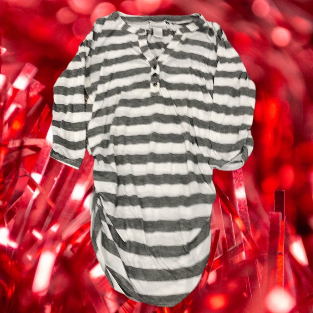 Motherhood Maternity gray / white stripe size S